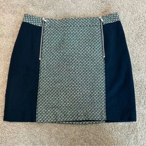 Club Monaco black green tweed colour block panel miniskirt Sz 0